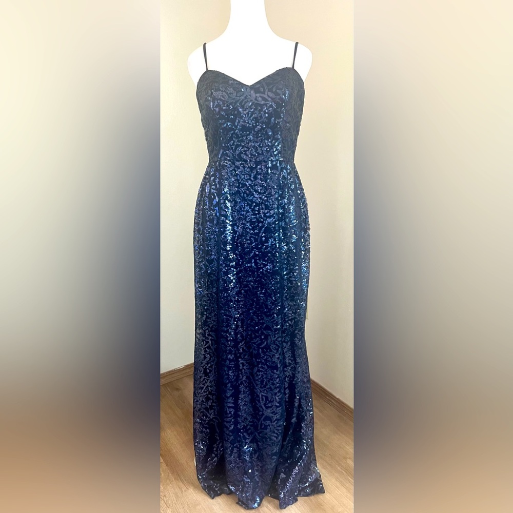 Elegant Blue Sequin Gown